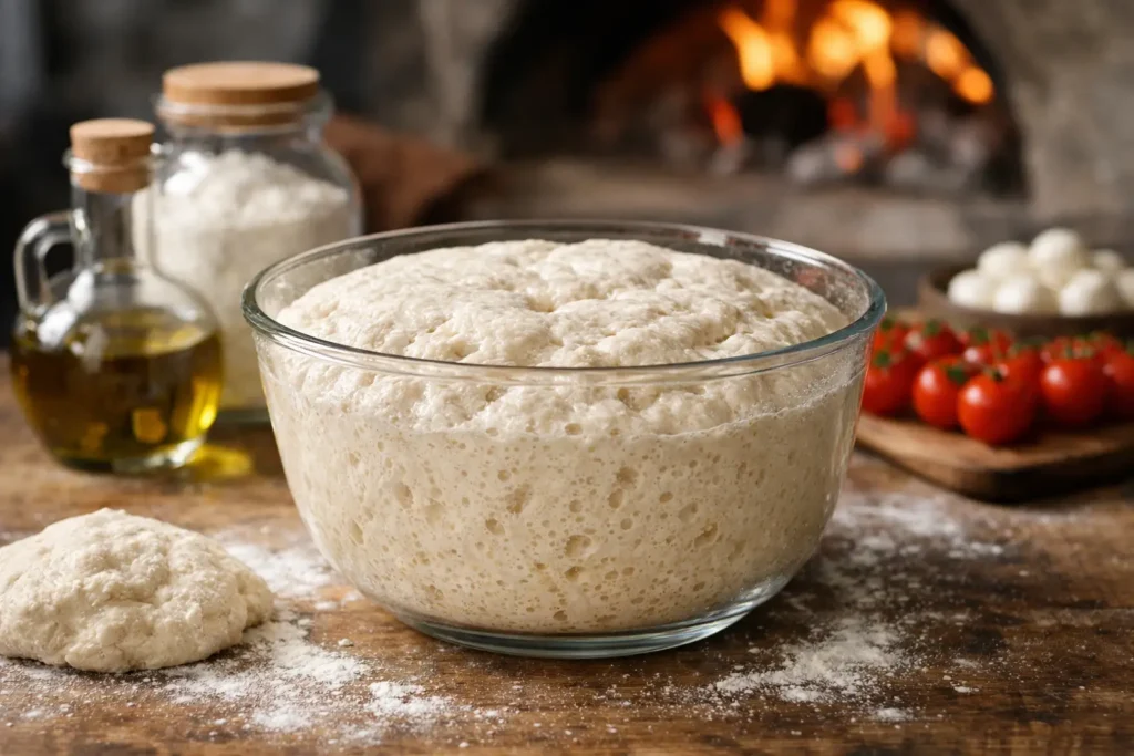Artisan pizza dough fermentation example real